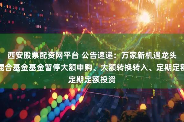 西安股票配资网平台 公告速递：万家新机遇龙头企业混合基金基金暂停大额申购、大额转换转入、定期定额投资